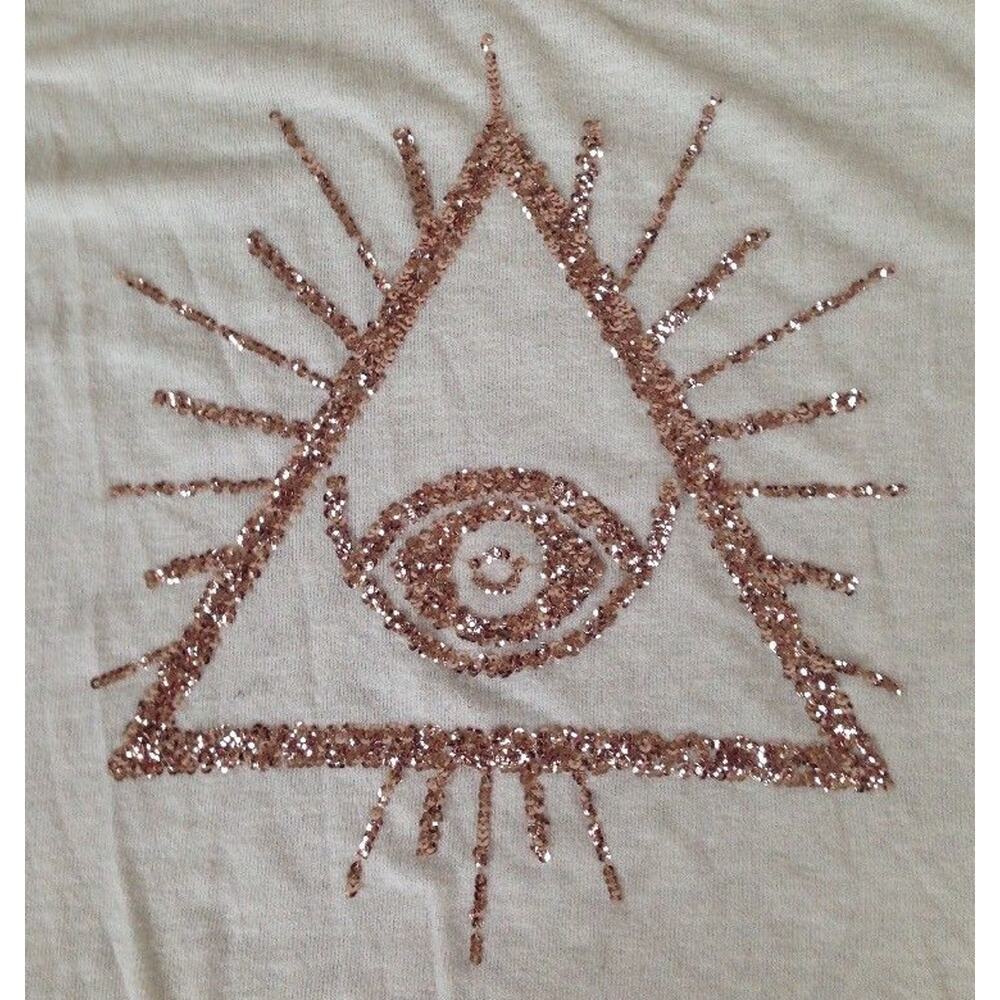 Bethany Mota Pink Sparkle Sequin Pyramid Eye Illuminati Symbol Shirt M 41" Chest